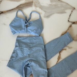 Bombshell Sportswear Light Blue Leggings and Bra Set